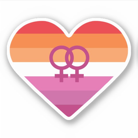 Lesbische Zonsondergang WLW Hart Sticker (Voorkant)