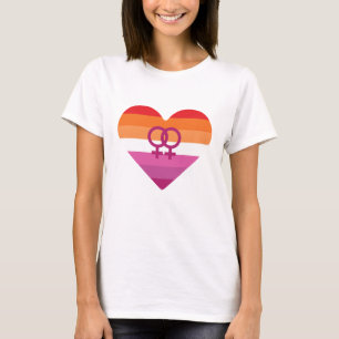 Lesbische Zonsondergang WLW Hart T-shirt