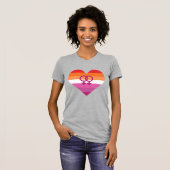 Lesbische Zonsondergang WLW Hart T-shirt (Voorkant volledig)