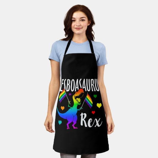 Lesboasaurus Rex Lesbian Dinosaur Pride LGBT Schort (Gedragen)