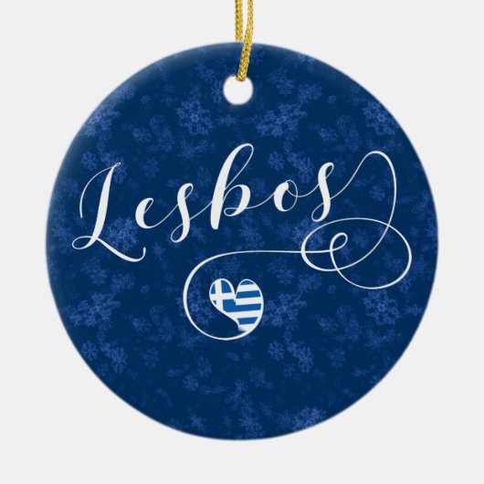 Lesbos, Grieks hart onder de vlag, Griekenland Keramisch Ornament (Voorkant)