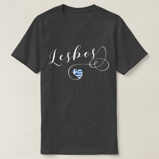 Lesbos, Grieks hart onder de vlag, Griekenland T-shirt (Design voorkant)