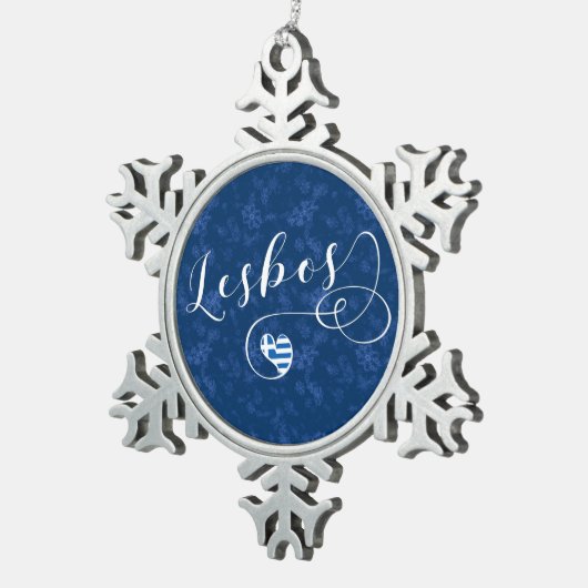 Lesbos, Grieks hart onder de vlag, Griekenland Tin Sneeuwvlok Ornament (Rechts)