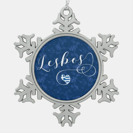 Lesbos, Grieks hart onder de vlag, Griekenland Tin Sneeuwvlok Ornament (Voorkant)