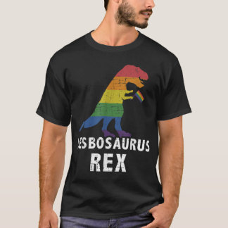 Lesbosaurus rex dinosaur in regenboogvlag voor les t-shirt