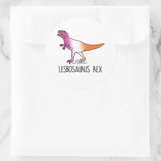 Lesbosaurus rex ronde sticker (Tas)