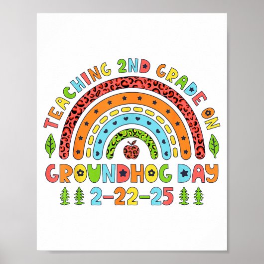 Lesgeven aan 2e klas op Groundhog Day Grappige Sch Poster (Voorkant)