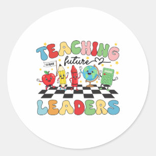 Lesgeven aan Toekomstige Leiders Groovy Leraar Ter Ronde Sticker