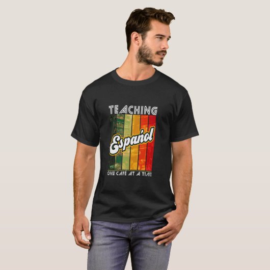 Lesgeven Español Eén café per keer Taal Spaans T-shirt (Voorkant volledig)