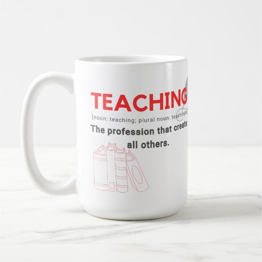 Lesgeven in het rood dat creëer alle anderen koffiemok (Links)