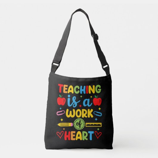 Lesgeven is een hartenszaak cadeau voor leraren crossbody tas (Voorkant)