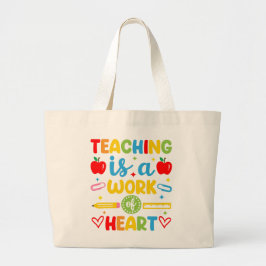Lesgeven is een hartstocht cadeau voor leraren grote tote bag
