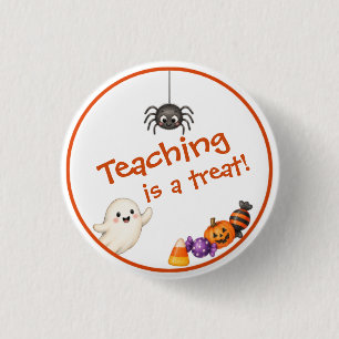 Lesgeven is een traktatie Schattige Halloween-lera Ronde Button 3,2 Cm