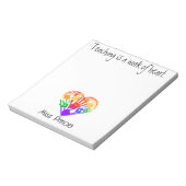 Lesgeven is een werk van hart handafdruk op maat notitieblok (Linkerzijde)