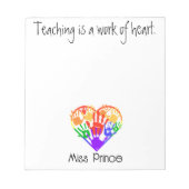 Lesgeven is een werk van hart handafdruk op maat notitieblok (Voorkant)