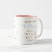 Lesgeven is een werk van hart, Happy Teachers Day Tweekleurige Koffiemok (Voorkant rechts)