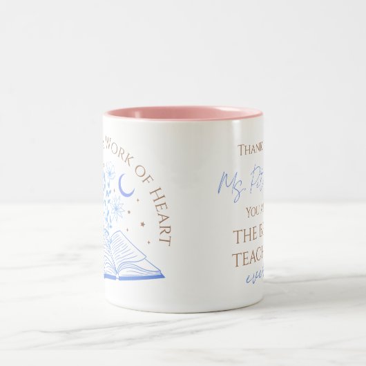 Lesgeven is een werk van hart, Happy Teachers Day Tweekleurige Koffiemok (Center)