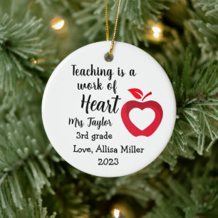 "Lesgeven is een werk van hart" Kerst Ornament