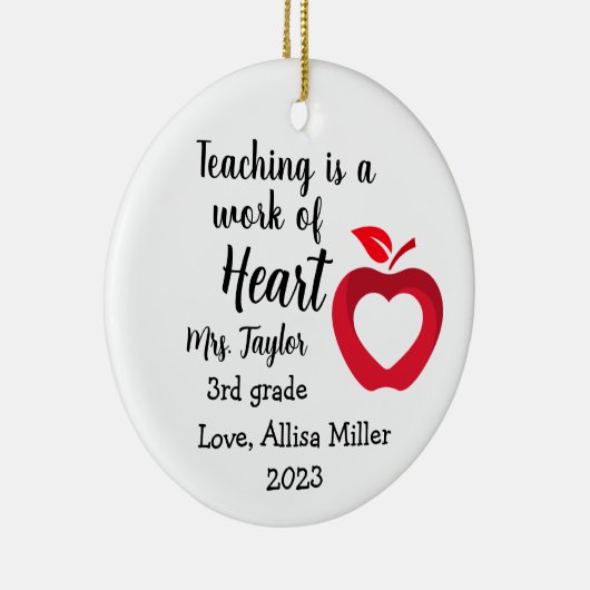 "Lesgeven is een werk van hart" Kerst Ornament (Rechts)