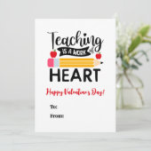 Lesgeven is een werk van hart Valentijnsdag Feestdagenkaart (Staand voorkant)