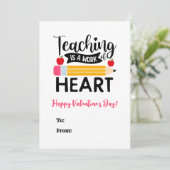 Lesgeven is een werk van hart Valentijnsdag Feestdagenkaart (Staand voorkant)