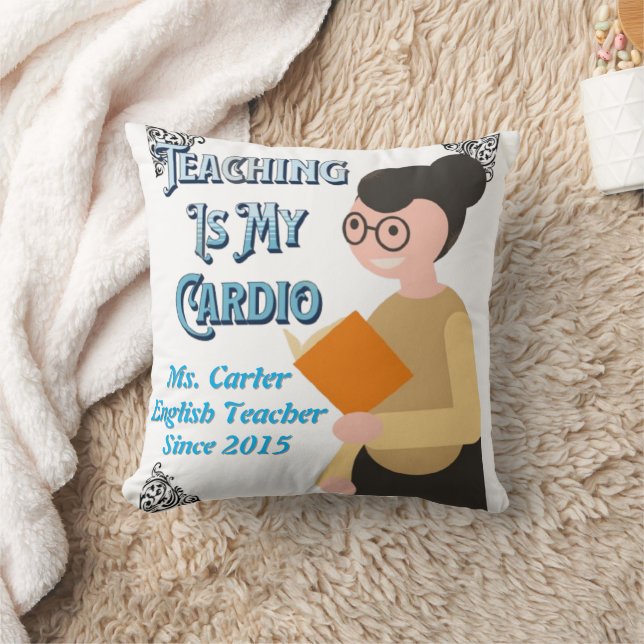 Lesgeven is mijn cardio-Sierkussen - officeroom Kussen (Deken)