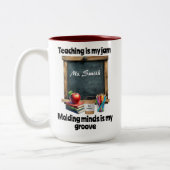 Lesgeven is mijn jam t-shirt tweekleurige koffiemok (Links)