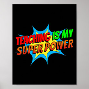 Lesgeven is mijn Superpower Comic Funny Terug naar Poster