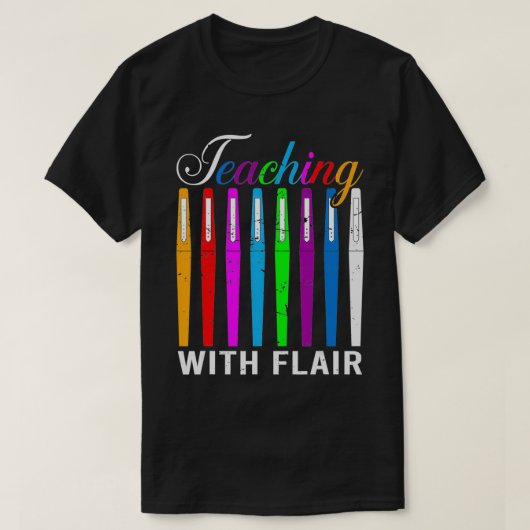 Lesgeven met Flair Gekleurde Pen Docent T-shirt (Design voorkant)