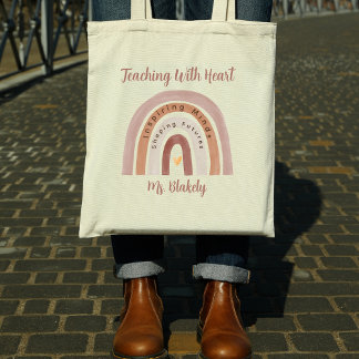 Lesgeven met Heart Rainbow Leraar Waardering Tote Bag