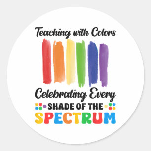 Lesgeven met kleuren Spectrum Autisme Leraar bewus Ronde Sticker
