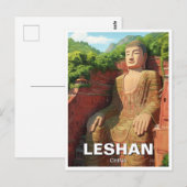 Leshan Giant Buddha China Reizen Briefkaart (Voorkant / Achterkant)
