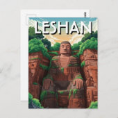 Leshan Giant Buddha China Travel Briefkaart (Voorkant / Achterkant)