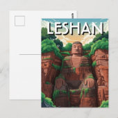 Leshan Grote Boeddha China Reizen Briefkaart (Voorkant / Achterkant)