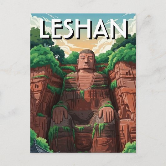 Leshan Grote Boeddha China Reizen Briefkaart (Voorkant)