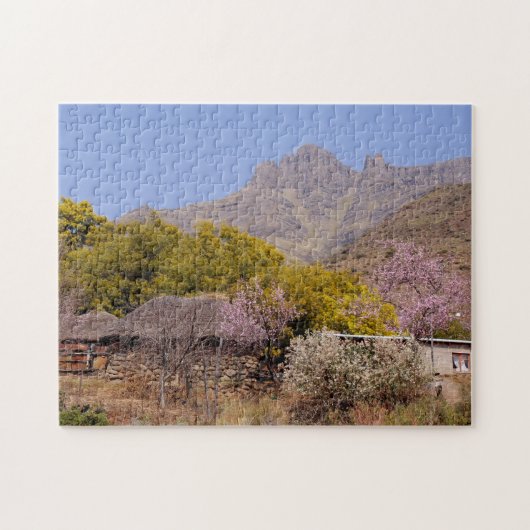 Leshoto dorpsscène. legpuzzel (Horizontaal)