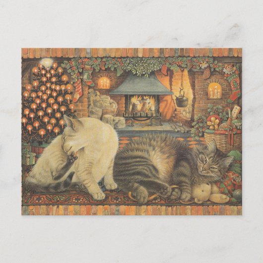 LESLEY ANNE IVORYS CHRISTMAS CAT POSTCARD BRIEFKAART (Voorkant)