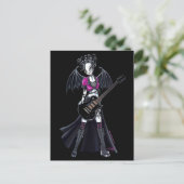 "Leslie" Black Beauty Guitar Rocker Fairy Briefkaart (Staand voorkant)