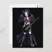 "Leslie" Black Beauty Guitar Rocker Fairy Briefkaart (Voorkant / Achterkant)