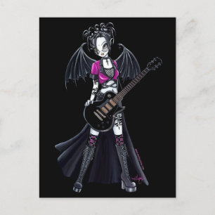 "Leslie" Black Beauty Guitar Rocker Fairy Briefkaart