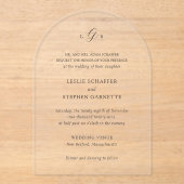 Leslie Classic Monogram Elegante bruiloft Acryl Uitnodigingen (Voorkant)