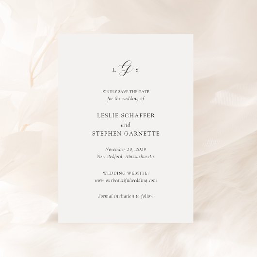 Leslie Classic Monogram Elegante bruiloft Save The Date