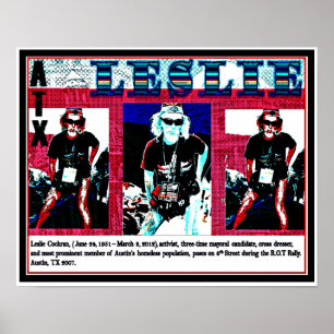 Leslie Cochran, dakloos, kruisreclame, activiste Poster