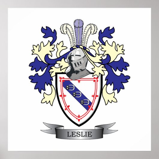 Leslie Family Crest Coat of Arms Poster (Voorkant)