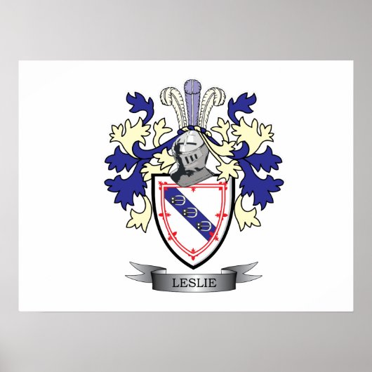 Leslie Family Crest Coat of Arms Poster (Voorkant)