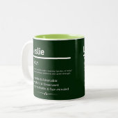 Leslie, Girl Personalized Name Definition Mug Tweekleurige Koffiemok (Voorkant links)
