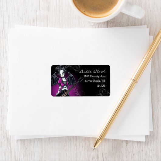 "Leslie" Gothic gitaar fairy art label (Insitu)