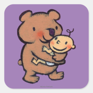 Leslie Patricelli Big Brown Beer Hug Vierkante Sticker