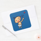 Leslie Patricelli Blow a Kiss Baby Vierkante Sticker (Envelop)
