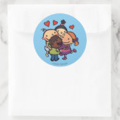 Leslie Patricelli Groep knuffel met vrienden Ronde Sticker (Tas)